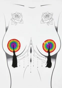 Neva Nude Rainbow Embellished Reusable Tassel Pasties