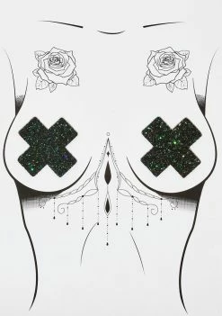 Neva Nude Super Sparkle Green Envy X Factor Pasties