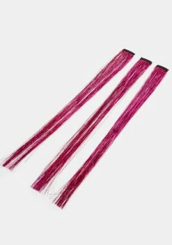 Neva Nude Hair Extensions Hot Pink 20" Hair Tinsel Extension 3-Pack