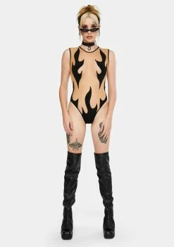 Neva Nude Black Flames Sheer Bodysuit Lingerie & Sleepwear 6 Neva Nude Black Flames Sheer Bodysuit Lingerie & Sleepwear