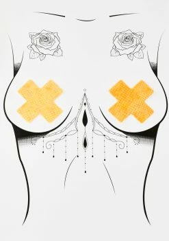 DK X Neva Nude Neon Orange Holo Cross Pasties