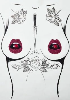 Neva Nude Cherry Poppin' Glitter Lip Pasties