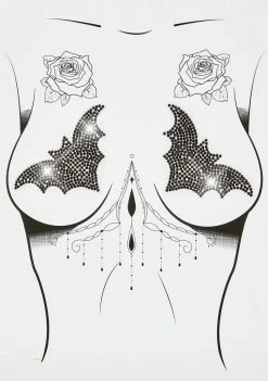 Neva Nude I Am The Night Rhinestone Bat Pasties