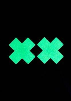 Neva Nude Lemon Lime UV Super Sparkle Cross Pasties Pasties & Tatts