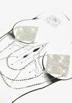 Neva Nude Crystal Reusable Pasties With Chains