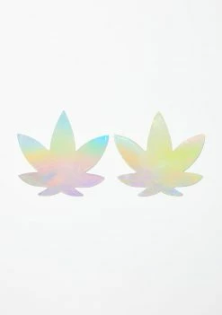 Neva Nude Care Bare Stare Holographic Weed Leaf Pasties