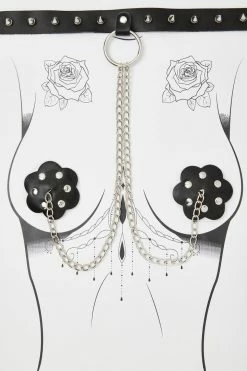 Neva Nude Chain Choker N' Flower Pasties