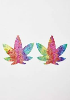 Neva Nude Pasties & Tatts Plur Fur Multicolor Velvet Weed Leaf Pasties