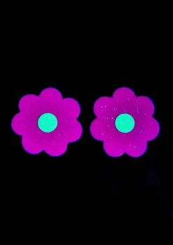 Neva Nude Flower Sparkle UV Reactive Pasties