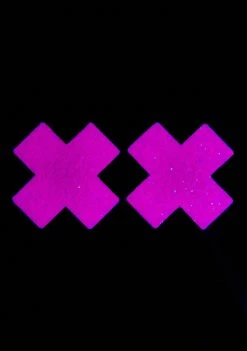 Neva Nude Pink UV Super Sparkle Cross Pasties