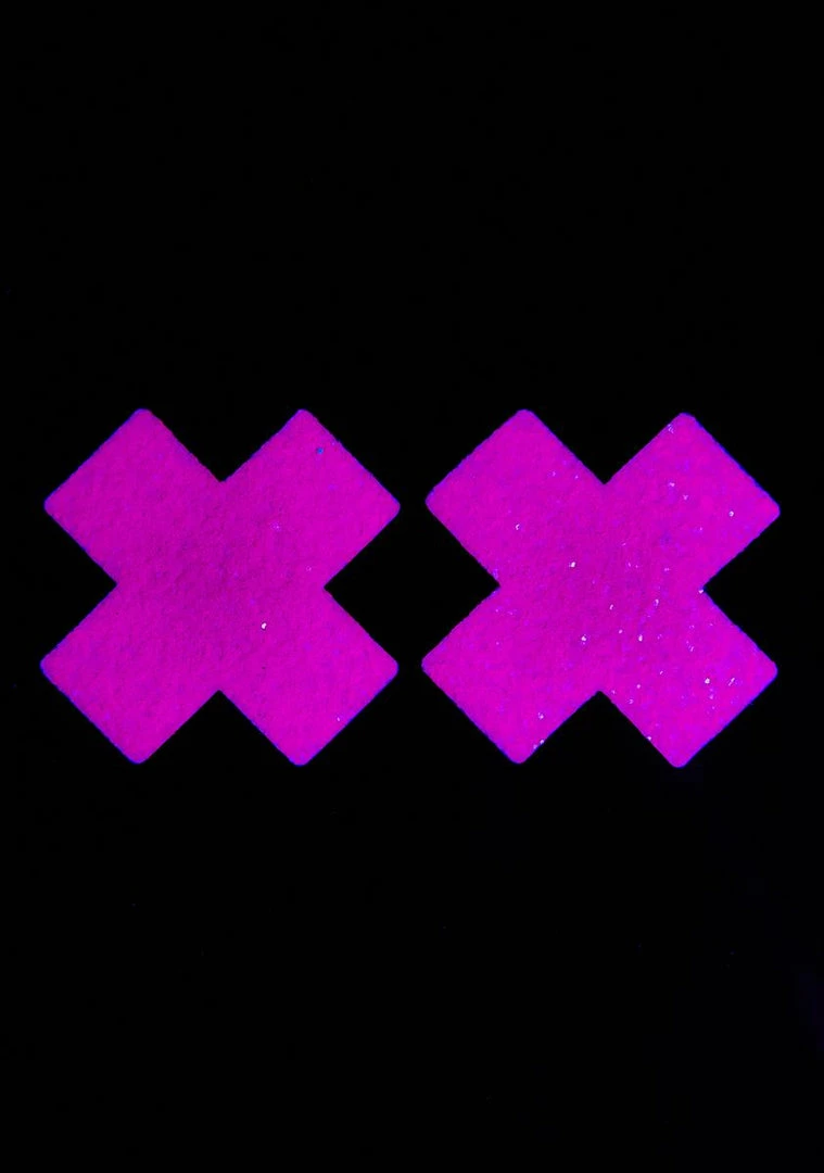Neva Nude Pink UV Super Sparkle Cross Pasties 2 Neva Nude Pink UV Super Sparkle Cross Pasties