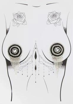 Neva Nude Rhinestone Embellished Reusable Chain Link Pasties