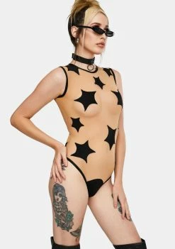 Neva Nude Black Stars Sheer Bodysuit