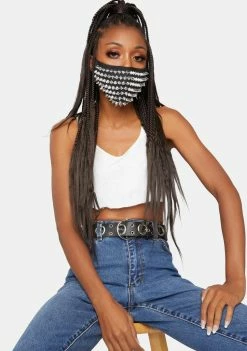 Neva Nude Greed Silver Chrome Stud Face Mask Face Masks