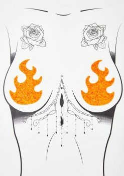 Neva Nude Flames Sparkle Orange Pasties Pasties & Tatts