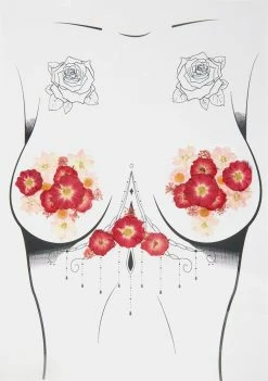 Neva Nude Red Pink Flowers Pasties