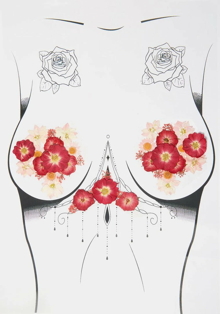 Neva Nude Red Pink Flowers Pasties 1 Neva Nude Red Pink Flowers Pasties