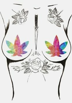 Neva Nude Pasties & Tatts Plur Fur Multicolor Velvet Weed Leaf Pasties