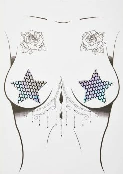 Neva Nude Lingerie & Sleepwear Holographic Star Pasties N' Thong Set