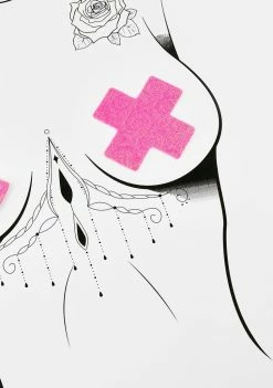 DK X Neva Nude Pink Holo Swirl Cross Pasties