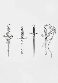 Neva Nude Dagger Temporary Tattoo Set