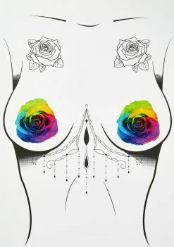 Neva Nude Pasties & Tatts Pride Freaking Awesome Rose Pasties