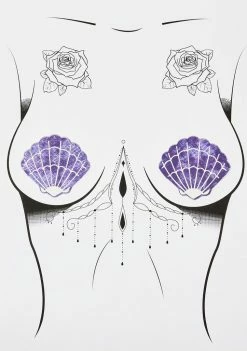 Neva Nude Mother Of Pearl Purple Holographic Mermaid Shell Pasties
