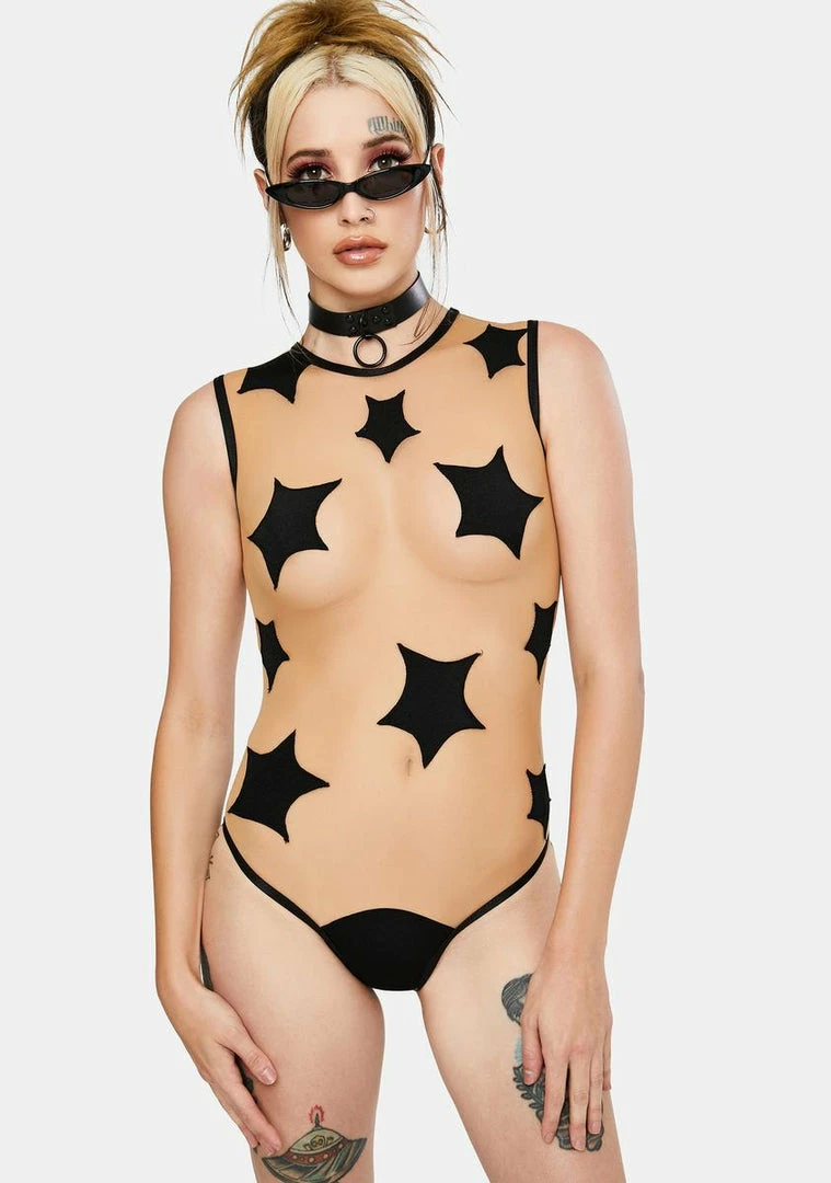 Neva Nude Black Stars Sheer Bodysuit 1 Neva Nude Black Stars Sheer Bodysuit