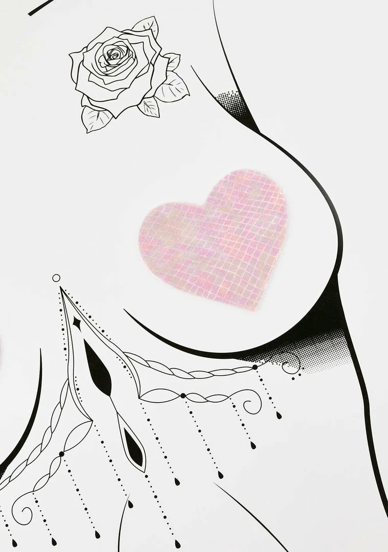 DK X Neva Nude Baby Pink Holo Heart Pasties 2 DK X Neva Nude Baby Pink Holo Heart Pasties