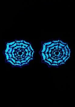 Neva Nude Sequin Spider Web UV Pasties