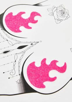 Neva Nude Pink Glitter Flame Blacklight Pasties