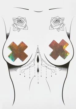 Neva Nude Nitro Gunmetal Grey Holographic X Factor Pasties Pasties & Tatts