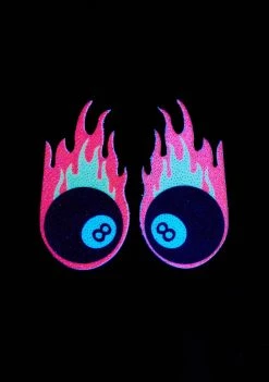 Neva Nude Pasties & Tatts UV Reactive Flaming 8 Ball Pasties