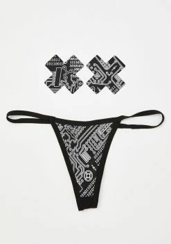 Neva Nude Geometric Cross Pasties N' Thong Set Lingerie & Sleepwear