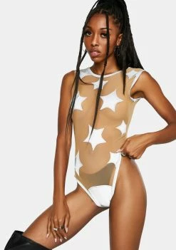 Neva Nude Lingerie & Sleepwear Reflective Star Struck Nude Mesh Bodysuit