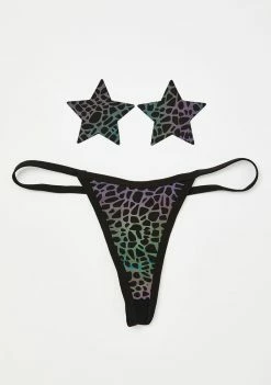 Neva Nude Reflective Giraffe Thong & Pasties Set Pasties & Tatts