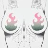 Neva Nude Black And Pink Glittery Flame Pasties
