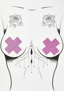 Neva Nude Pink Chunky Glitter Cross Pasties Pasties & Tatts