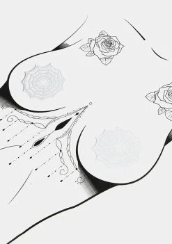 Neva Nude Reflective Spider Web Pasties
