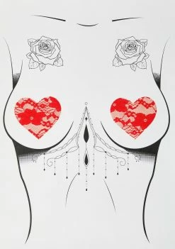 Neva Nude Red Lace Heart Pasties Pasties & Tatts