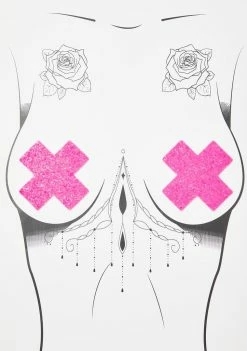 Neva Nude Pink UV Super Sparkle Cross Pasties