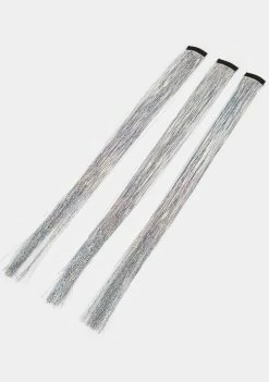 Neva Nude Silver 20" Hair Tinsel Extension 3-Pack