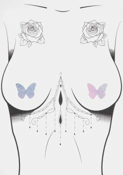 Neva Nude Pastel UV Butterfly Pasties Set