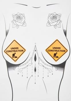 Neva Nude Orange UV Under Construction Sign Pasties Pasties & Tatts