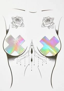Neva Nude Care Bear Stare Holographic Pasties