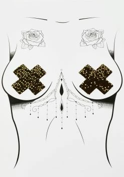DK X Neva Nude Holo Mesh Cross Pasties