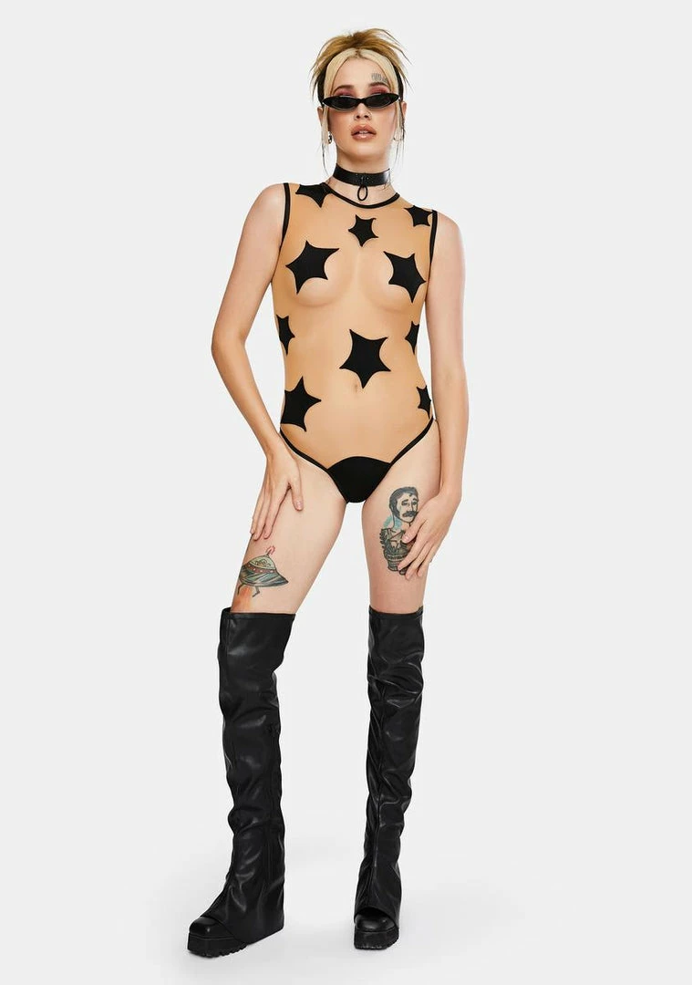 Neva Nude Black Stars Sheer Bodysuit 3 Neva Nude Black Stars Sheer Bodysuit
