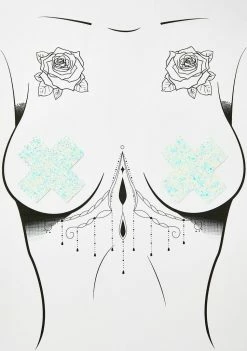 Neva Nude Pasties & Tatts Icy Glitter Cross Pasties