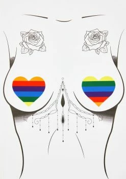 Neva Nude Pasties & Tatts Rainbow Hearts Pasties
