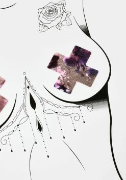 DK X Neva Nude Animal Print Holo Cross Pasties